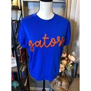 Stewart Simmons FL Gators Short Sleeve Blue Orange Textured 100% Cotton L Tee